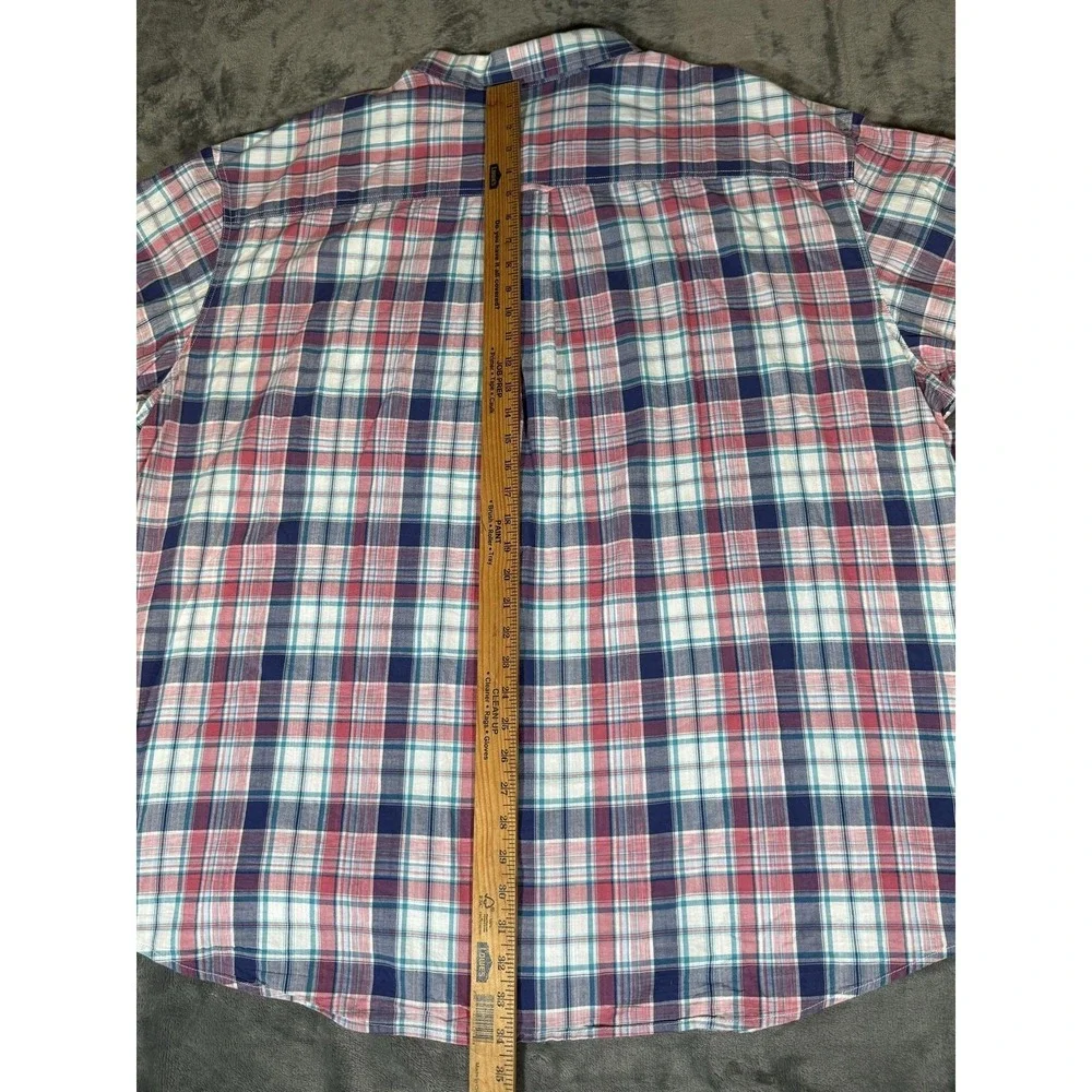 IZOD Shirt Mens 4XL Multicolor Plaid Short Sleeve Cotton Button Down Relaxed Fit - Picture 9 of 10